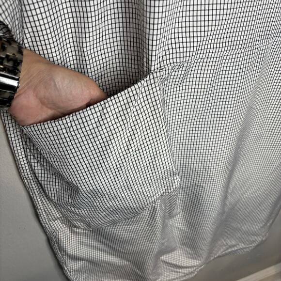 Chalet et Ceci Tunic Top Lrg Black White Grid Print Lagenlook Oversize Boxy - Picture 5 of 10